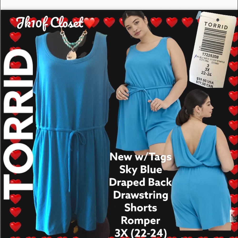 LOWEST🌺  NWT TORRID 3X DRAWSTRING WAIST SOFT SHORTS ROMPER - Picture 14 of 14